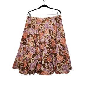 Vintage y2k George Cotton Midi Skirt Sequence Floral Flowers Lined Cottage 16
